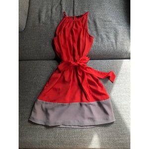 Express Red/Orange/Tan Colorblock dress